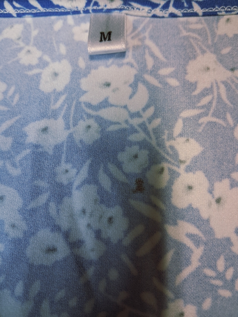 Blue Floral Maxi Dress with White Print And Pockets - Picture 8 of 8